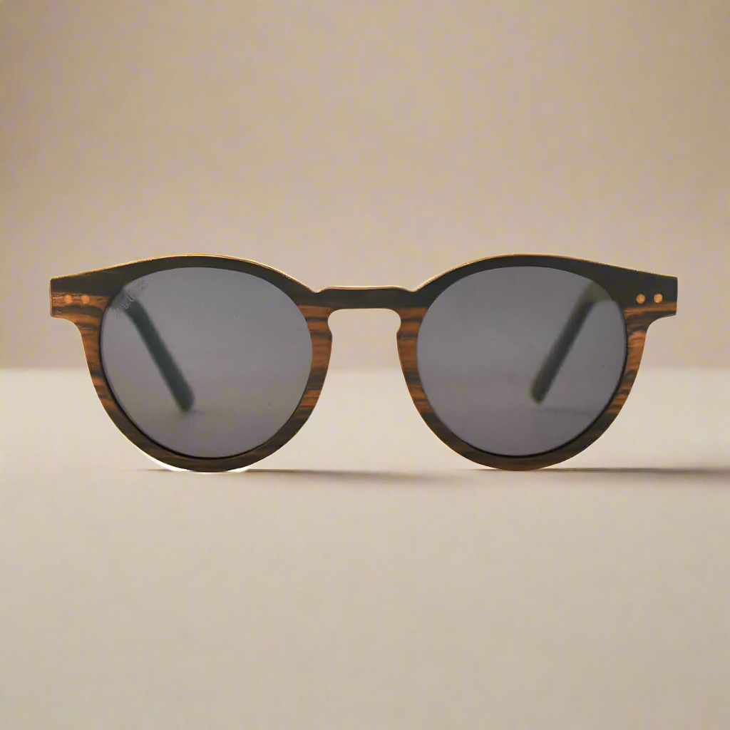 ebony wood round sunglasses